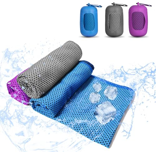 Generico Asciugamani Di Raffreddamento, 3 Pezzi Asciugamano In Microfibra Con Manicotti In Silicone Portatili, Per Fitness, Yoga, Golf, Gli Sport All'Aperto (30 X 90 Cm, 3 Colori)
