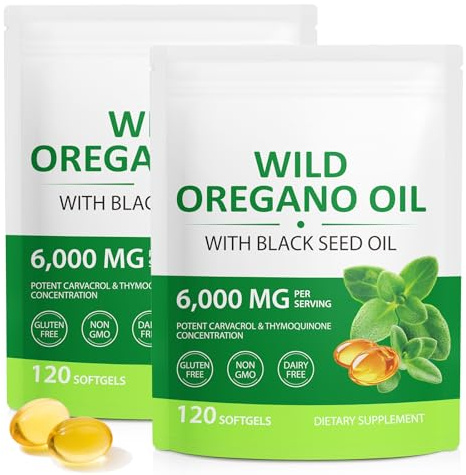 2PCS Oil of Oregano with Black Seed Oil