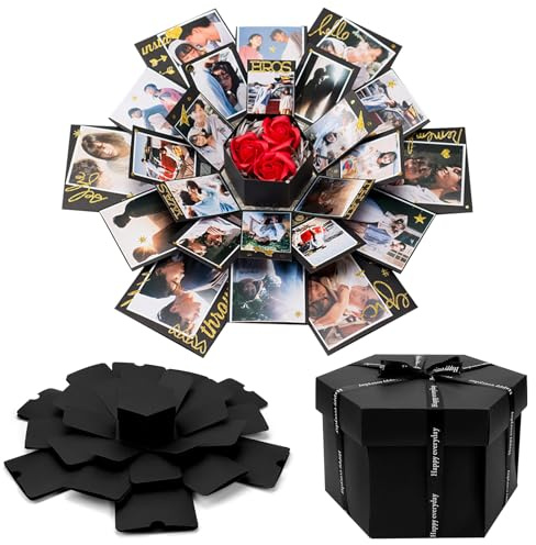 Explosion Box Sorpresa, Foto Personalizzata Idea Regalo, Scatola Regalo, Scatole Regalo Rettangolare con Coperchio per Anniversario, San Valentino,Compleanno, Matrimoni