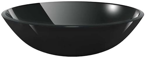 Lavabo de cristal templado de 42 cm negro - Fregadero moderno para baño y cocina - Vidrio templado de alta calidad con acabado negro - Duradero y fácil de limpiar