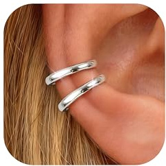 Ear Cuff Pendientes Oreja Sin Agujero - Ajustable Earcuffs Mujer Pendientes Clip Sin Agujero,HipoalergéNicos Ear Cuff Plata/Dorado Piercing Oreja Helix Falsos Earcuff Con Caja De Regalo Plata Aro
