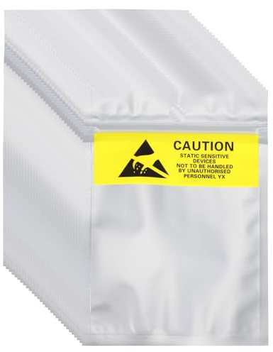 QUARKZMAN 100 Pcs Sacs Anti Statique 3.5 x 5.3 Sacs ESD Rechargeables avec Etiquettes pour Disque Dur HDD SSD Dispositifs Electroniques Cartes Meres, Argent