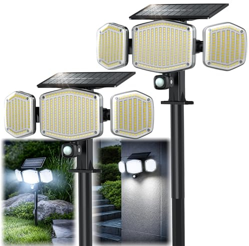 Togaga Solarlampen für Außen mit Bewegungsmelder für Garage/Garten, 2 Stück