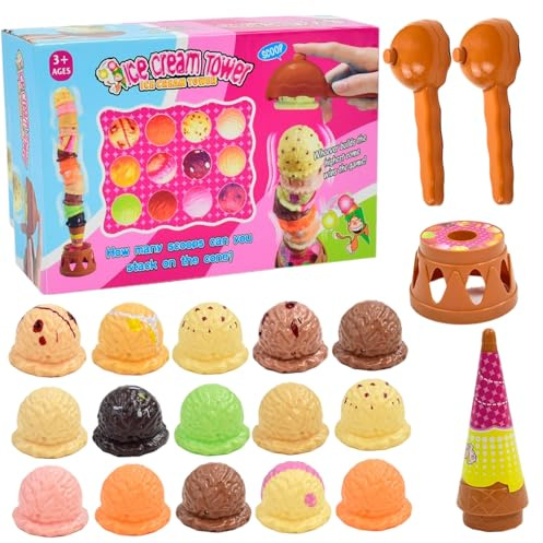 Jorzer Ice Cream Toy for Kids, Educational Ice Cream Play Set with 2 Scoops & Base, Preschool Learning Activities, Montessori Toys for Kids 3+ Year Old TOYS_AND_GAMES.