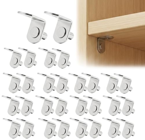 30Pcs 5mm Shelf Support Pegs, Metal L-Shaped Shelf Pins for Kitchen Cupboard, Wardrobe, Bookcase, Cabinet Shelf Pegs Replacement, Silver Shelf Brackets & Supports