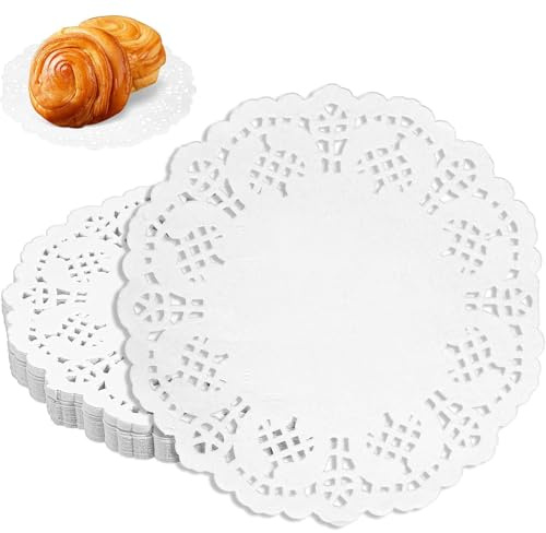 50 Stück Tortenspitze Rund 30,5 cm (12 Zoll) – Weiße Tortenunterlage aus ölabsorbierendem Papier, Elegante Tortendeckchen für Kuchen & Backen, Dekorative Spitzenpapier Untersetzer