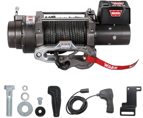 WARN M12-S Electric 12V Heavyweight Winch – 12,000 lb Pulling Capacity, Synthetic Rope, Sealed Motor, IP68 Waterproof, All-Metal Gear Train for Off-Road Recovery & Industrial Use