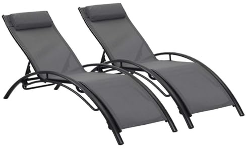 Habitat et Jardin 2 lettini in Alluminio Beauty - Phoenix - Grigio Scuro/Nero - Set di 2