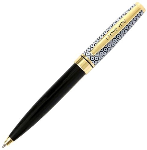 DRAEGER PARIS | Bolígrafo negro I Love you | Texto personalizado | Tinta negra | Idea de regalo Amor, amiga, hermanos, padres, novia, amantes| Caja regalo