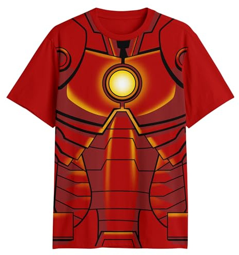 Marvel Iron Man Tony Stark, costume da adulto, maglietta, Rosso, L