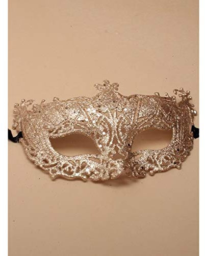 Allsorts® Rose Gold Glitter Masquerade Mask with Ties Balls Fancy Dress Filigree Eye Mask
