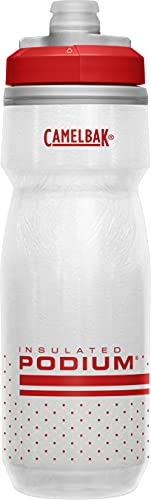 CamelBak Podium Chill Insulated Bike Squeeze Water Bottle, Cold Retention for Cycling, 21oz, Fiery Red/White