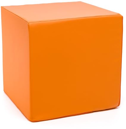 Ecopuf Cube - Sitzhocker Hocker Kunstleder Lederimitat Sitzbox Quader Würfel Pouf Ottomane Fußbank für's Wohnzimmer Wohneinrichtung 40x40x40 cm Faber Orange E4