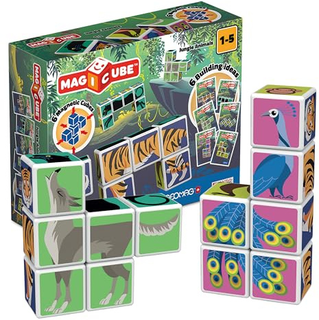 Geomag - Magicube Jungle animals - 6 cubi - Gioco di Costruzione con Cubetti Magnetici