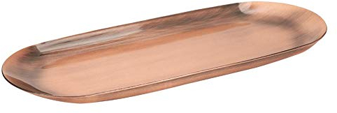 Zerodis Edelstahl-Aufbewahrungsschalenplatte Aromatherapie-Kerzenwerkzeug Ovale Schale Organizer Tee-Schale Obstschale 23 x 9,5 cm/9,1 x 3,7 Zoll(Retro rotes Kupfer)