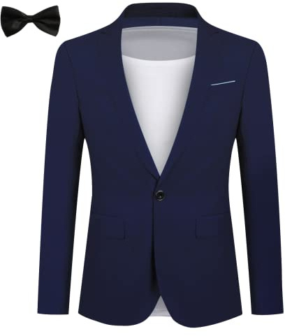 Blazer Homme Veste de Costume avec Cravate Slim Fit Un Bouton d'affaire Blazer Veston Homme Elégant Formel pour Mariage Business Dîner Bleu Marine M