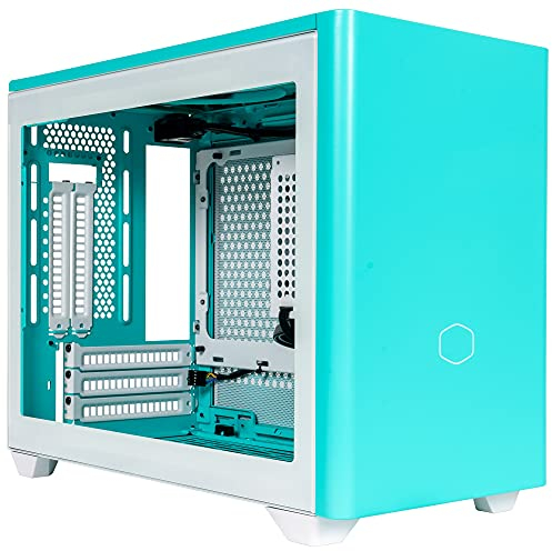 Cooler Master MasterBox NR200P Boîtier PC Mini Tour ITX, Panneau Latéral en Verre Trempé, Options de Refroidissement Supérieures, Affichage GPU Vertical, Accessibilité à 360 Degrés Sans Outil, Cyan
