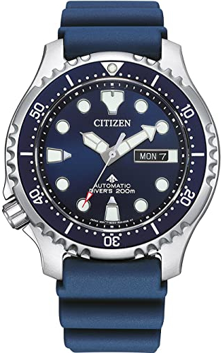 Citizen Herren Analog Quarz Uhr mit Gummi Armband NY0141-10LE, Blau