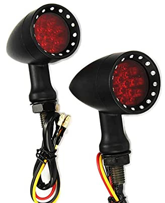 Baceyong Intermitentes de moto con luces negras, plateadas, intermitentes, luz trasera, para la mayoría de las motos, 12 V