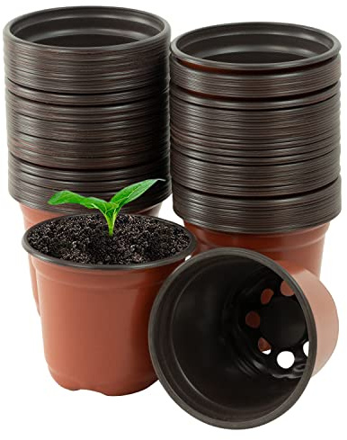 Woodside 10cm Plastic Seedling Pots, Garden Plant/Flower Pots for Nursery & Greenhouse Potting On Trays, pack of 100
