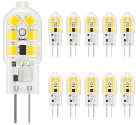 DiCUNO G4 LED Light Bulb, 12V, 1.5W=20W, 140LM, Daylight White 5000K, 10Pcs | G4 Mini Capsule, Non-dimmable, CRI98 Bulbs for Home Lighting