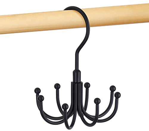 OMHOMETY Porte Ceinture pour Placard, Rotatif en Métal, Gain De Place, Rangement Ceinture, Porte Cravate, Capacité Maximale De 24 Ceintures, Noir, 1 Unité