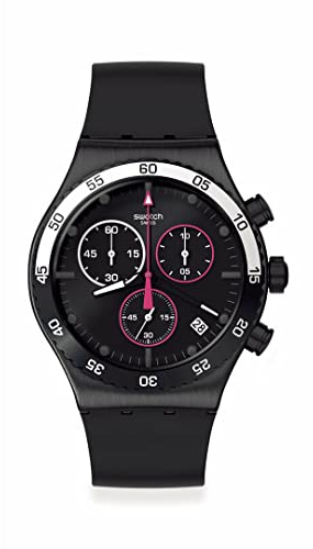 Swatch MAGENTA AT NIGHT Montre Connectée Noir Chronographe Étanche 3 Bar