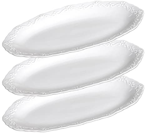 3er Set Servierplatten Platte oval klein 'Provence' Porzellan Vintage Shabby Antique, ca. 14 x 23 cm