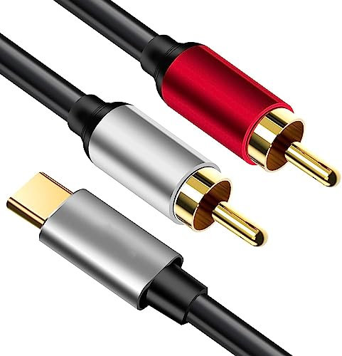 RCA USB C Audio Cable 3ft, Type C to 2 Male RCA Car Stereo Cord, USB-C Audio Cable for Phone Laptop Tablet Speaker, Samsung S22 Galaxy, Google Pixel, Home Theater