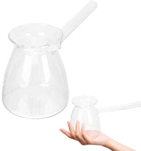 HOMSFOU Türkische Kaffeekanne Aus Hochborosilikatglas Mit Verdicktem Seitengriff Transparenter Teekanne Für Herd Und Offenes Feuer Hitzebeständig Bis 212°F 8.07X4.33X3.74In