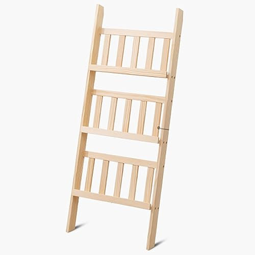JacCos Regale Displays an der Wand, bodenstehender Bücherständer, Katalog-Literaturständer für Wohnzimmer, Klassenzimmer, Büros, Zeitschriftenhalter im Holz-Stufen-Design (Größe: 3 Ebenen, 50 cm)