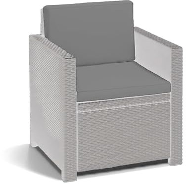 Rattan Furniture Cushion Waterproof Outdoor Seat Pad For Rattan Garden Furniture Chair Cushion Padding Patio 2, 3 or 4 Seater Comfy Set Sofa Cushions Pads Removable Cover (2 Pc Gray Armchair)