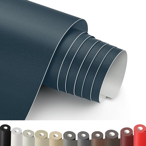 Leder Reparatur Set Marineblau, 30 x 100 cm Kunstleder Selbstklebend, Lederflicken Selbstklebend, Kunstleder Reparaturset, Leder Patch für Sofa, Möbel, Autositze, Jacken, Handtaschen.