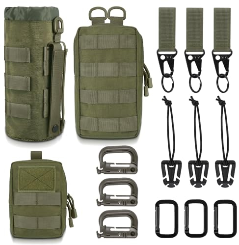 Hejo 3er Set Molle Tasche Pouch, Taktische Tasche Gürteltaschen Bauchtasche, Tactical Pouch, Kleiner Rucksack für Outdoor, Camping, Radtouren (Grün)