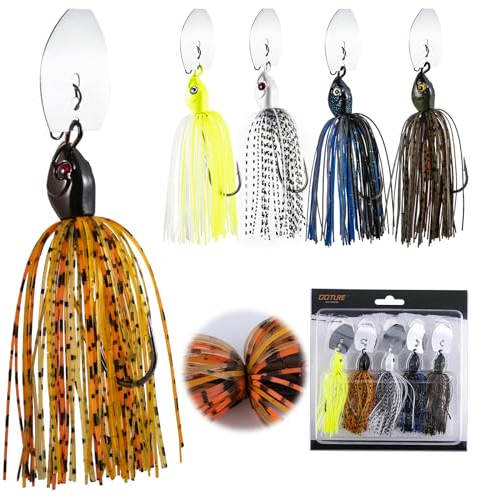 Goture 5 Stück Angeln Spinnerbaits Köder Bladed Jigs Spinnköder Mix Farbe Kit Spinner Angeln 14g für Süßwasser Salzwasser Barsch Forelle Hecht Zander