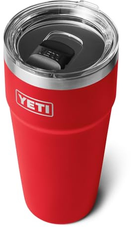 YETI Rambler 30 oz (887 ml) Stackable Cup with Removable Magslider Lid, Stainless Steel Vacuum Insulated Coffee Cup, Rescue Red