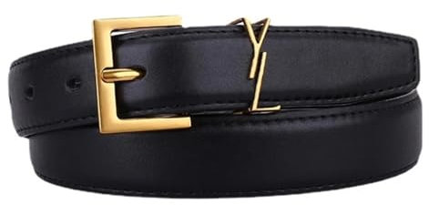 Gürtel Damen Damengürtel, eleganter schmaler Taillengürtel for Kleid, schmaler Gürtel, goldene Schnalle(Color:Black Gold Buckle)
