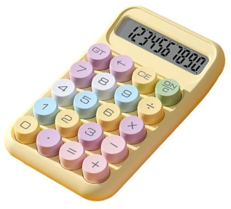 Calculadora Científica Calculadora de Llave Mecánica de 10 Dígitos Calculadora de Escritorio con Pantalla LCD para Oficina, Escuela, Hogar, Negocios (Yellow)
