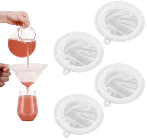 vcsjw Filtro per liquore, 4 pezzi, filtro fine 200/300/400/450 mesh, filtro da cucina, filtro in nylon fine, filtro per vino, imbuto in plastica, filtro a maglia fine per il filtraggio di latte,