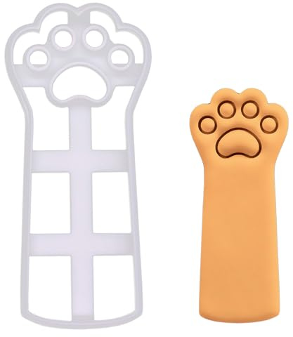 BAKERLOGY Katzenpfote sagt Hallo Ausstechform - Katze Ausstecher, Detailliertes Keksausstecher, Ideal für Fondant, Keksteig, Ton