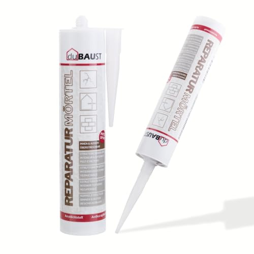 Dubaust REP24 Mörtel de réparation Mastic pour joints Ciment express Mörtel Intérieur Extérieur Cartouche de 310 ml Ciment gris (6)