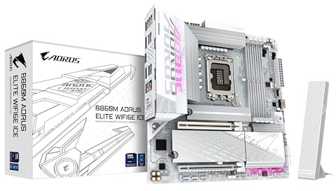 GIGABYTE B860M AORUS Elite WF6E Ice Mainboard - Intel Core Ultra CPUs, 12+1+2+1 Phasen VRM, bis zu 9200MHz DDR5, 1xPCIe 5.0 + 2xPCIe 4.0 M.2, 2,5 GbE LAN, WiFi 6E, USB 4