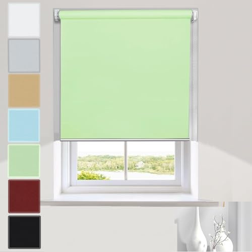 Estor enrollable opaco resistente a los rayos UV, 120 x 90 cm, verde aislado y seguro para niños, fácil ajuste para oscurecer la habitación