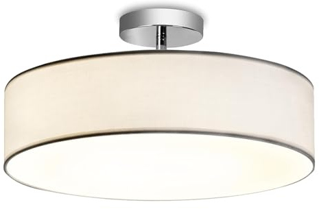 Zedelmaier Deckenlampe Deckenleuchte schlafzimmerlampe Weiß Ø38cm E27x2/40W | Stoff lampenschirm hängelampe für Wohnzimmer,Schlafzimmer,Kinderzimmer,Flur,Küche,lampe decke,Ø38xH12,5cm,ohne Leuchtmittel