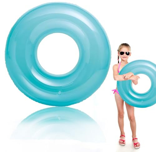 Schwimmring für Kinder 5-12 Jahre,Blau Fluoreszenz Schwimmreifen Aufblasbar-Ring mit 70cm Durchmesser,Dicke PVC Pool Aufblasbar Schwimmen Ring für Schwimmbad Wasser Outdoor Spielzeug Party Zubehör