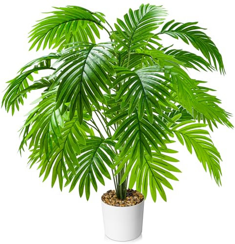 75cm Künstliche Pflanzen, Künstliche Tropische Palme mit 24 Blättern, Realistische Kunstpflanzen für die Dekoration von Heimbüros Hochzeitsfeiern, Große Grünpflanzen für Drinnen Draußen, Pflegefrei