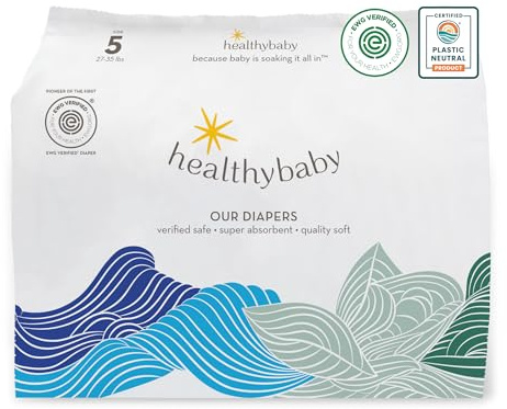 Our Diapers | The First EWG Verified & Microbiome-Friendly Diaper | 12-Hour Leak Protection | Made with Organic Cotton & Plant-Derived Materials | Totally Chlorine Free | Size 5 (27-35 lbs) 30 Count