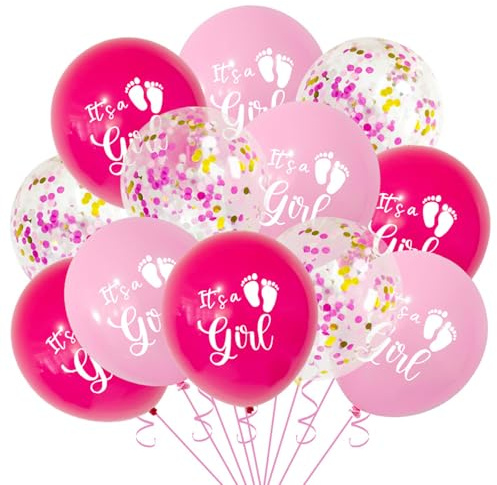 KOBOKO Lot de 24 ballons roses Its a Girl - Décoration de fête prénatale pour fille - Décoration de fête prénatale - Ballons à l'hélium - Décoration de fête prénatale