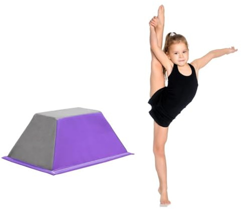 Cubo de equilibrio para entrenamiento de gimnasia rítmica, bloque de equilibrio, entrenador de acrobacias, animadora, bloque de equilibrio versátil para ejercicios de caída (morado-gris)