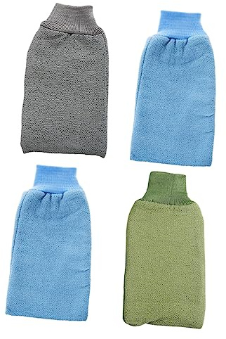 VALICLUD 4pcs Bathing Glove Bath Towel Wash Mitts Shower Cleaning Glove Cotton Polyester Wrist Closure North European Style Random Color